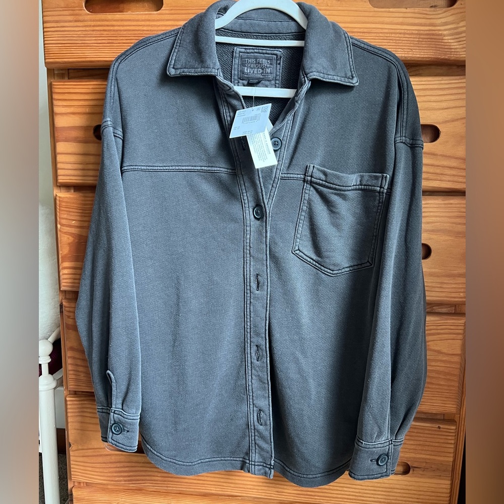 American Eagle Outfitters Charcoal Button-Up Shirt